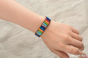 Handmade Rainbow Jasper Leather Wrap Bracelet - Free Spirit Shop