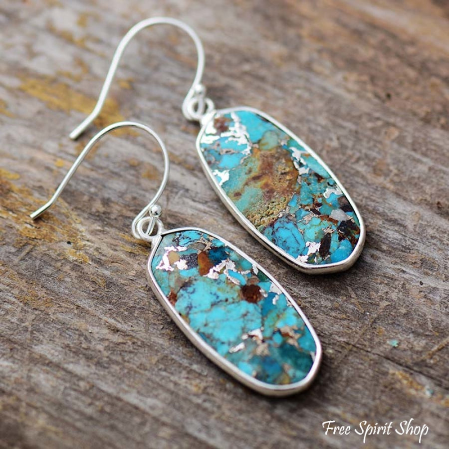 Handmade Turquoise Jasper Oval Drop Earrings - Free Spirit Shop