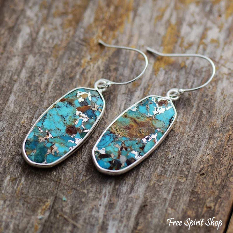 Handmade Turquoise Jasper Oval Drop Earrings - Free Spirit Shop