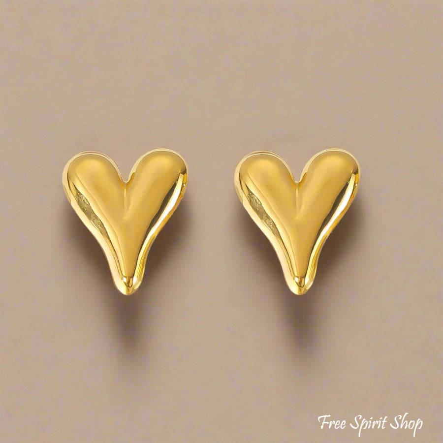 Elegant Gold Heart Stud Earrings