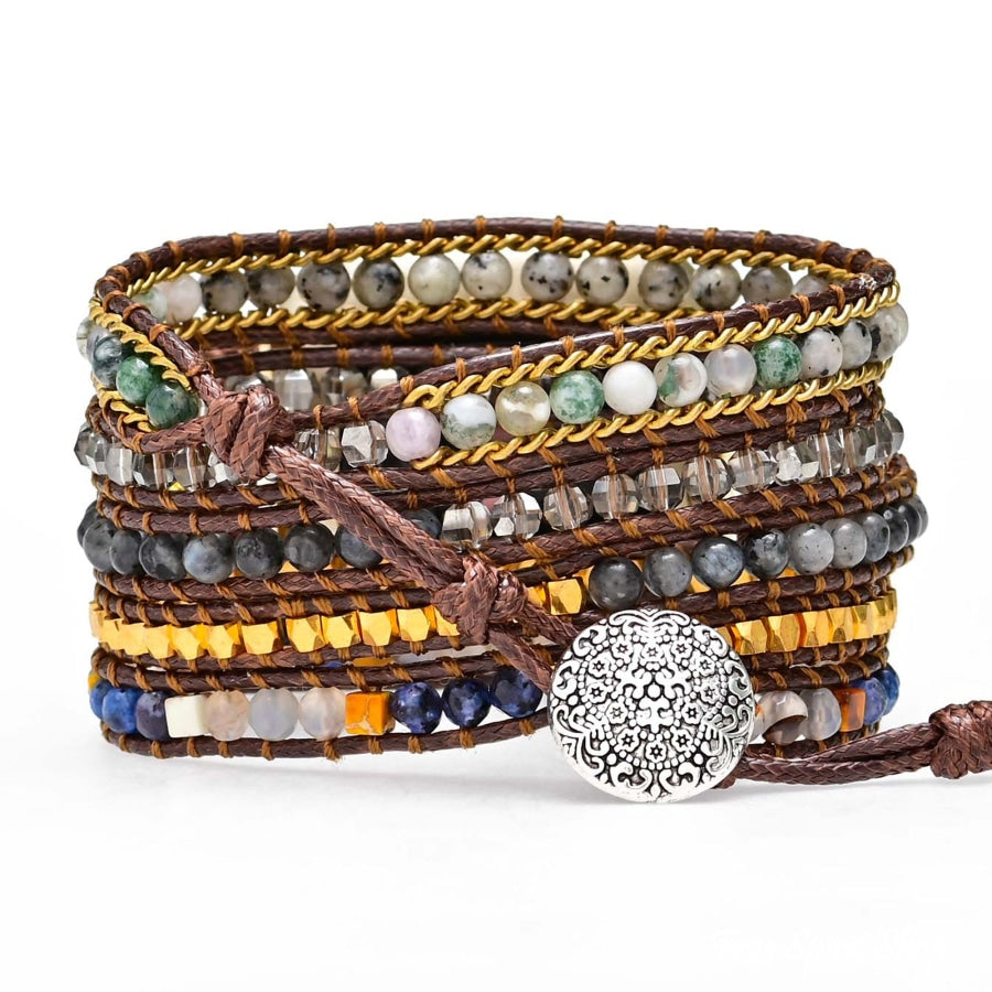 Mixed Beads & Brown Cord Fitbit Watch Band - Free Spirit Shop