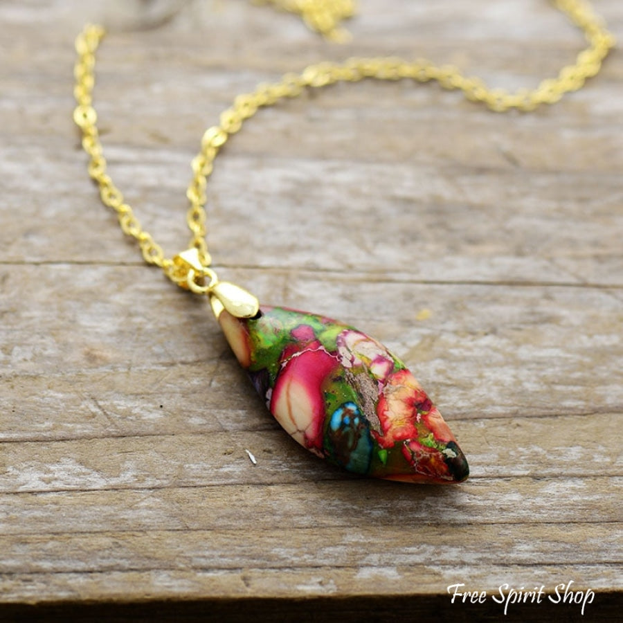 Multi-Color Imperial Jasper Pendant Necklace