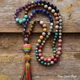 Natural 7 Chakra Balancing Beaded Tassel Necklace Necklace > Gemstone Beaded