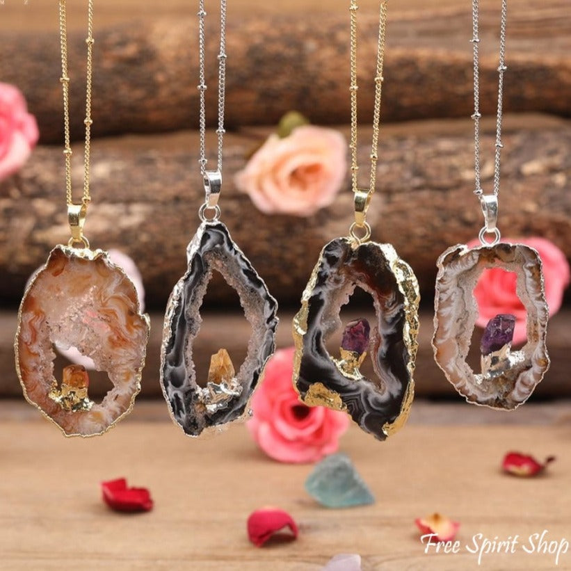 Druzy pendants for fashion jewelry making