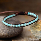 Natural Amazonite Adjustable Vegan Bead Bracelet - Free Spirit Shop