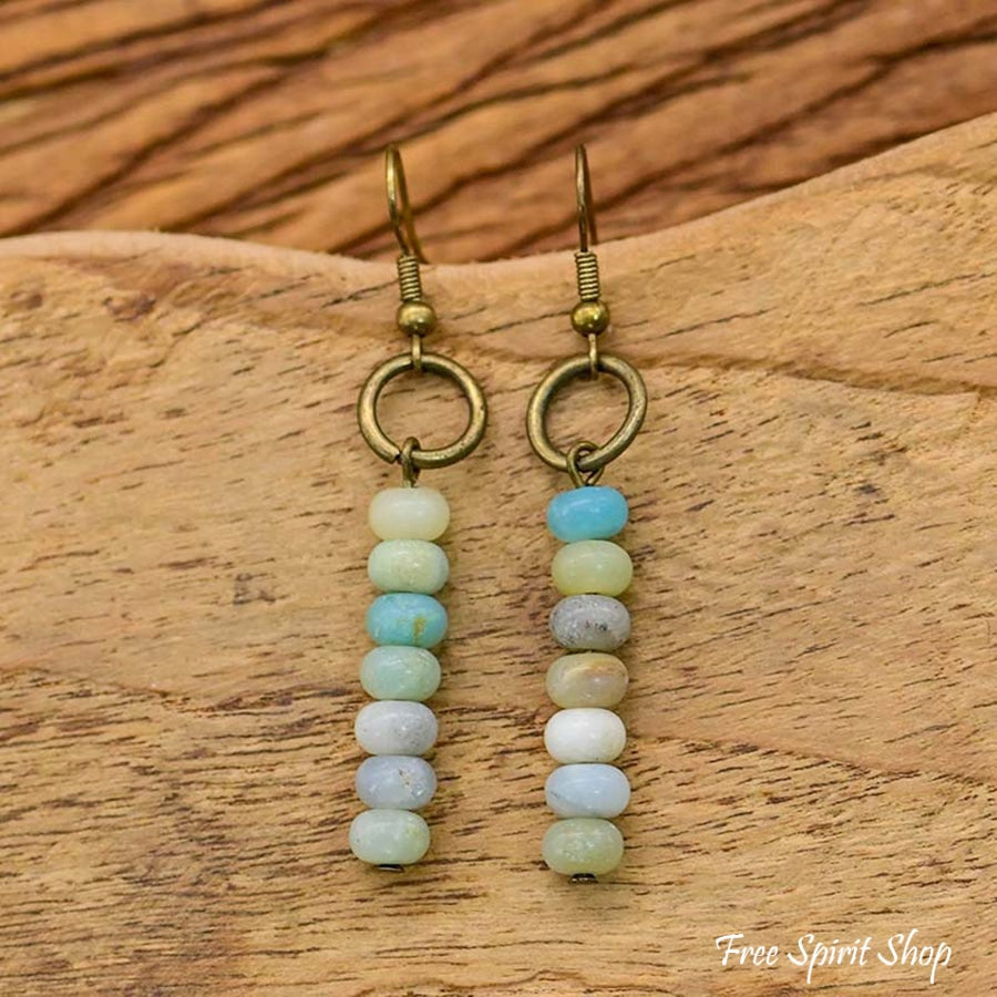 Natural Amazonite Circle Earrings - Free Spirit Shop