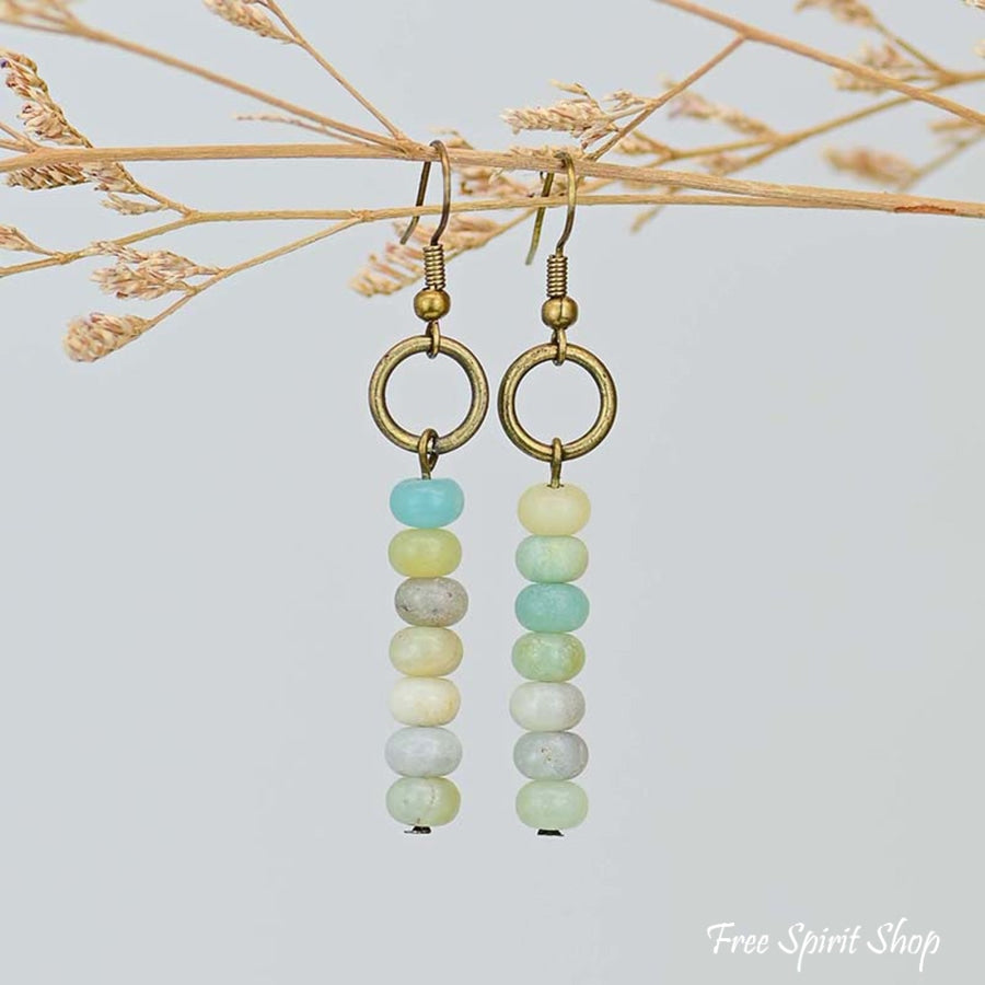 Natural Amazonite Circle Earrings - Free Spirit Shop
