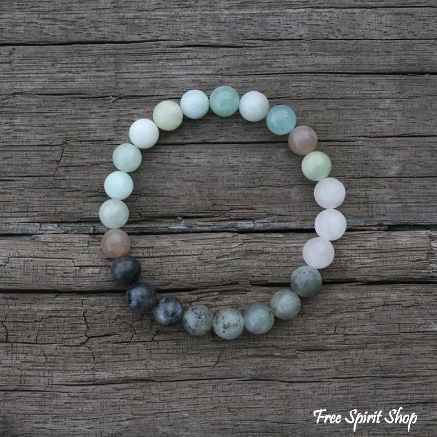 Natural Amazonite Labradorite Aquamarine & Rose Quartz Bead Bracelet / Necklace - Free Spirit Shop