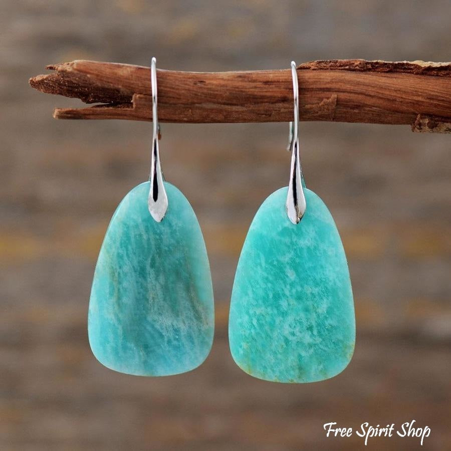 Natural Amazonite Stone Dangle Earrings - Free Spirit Shop