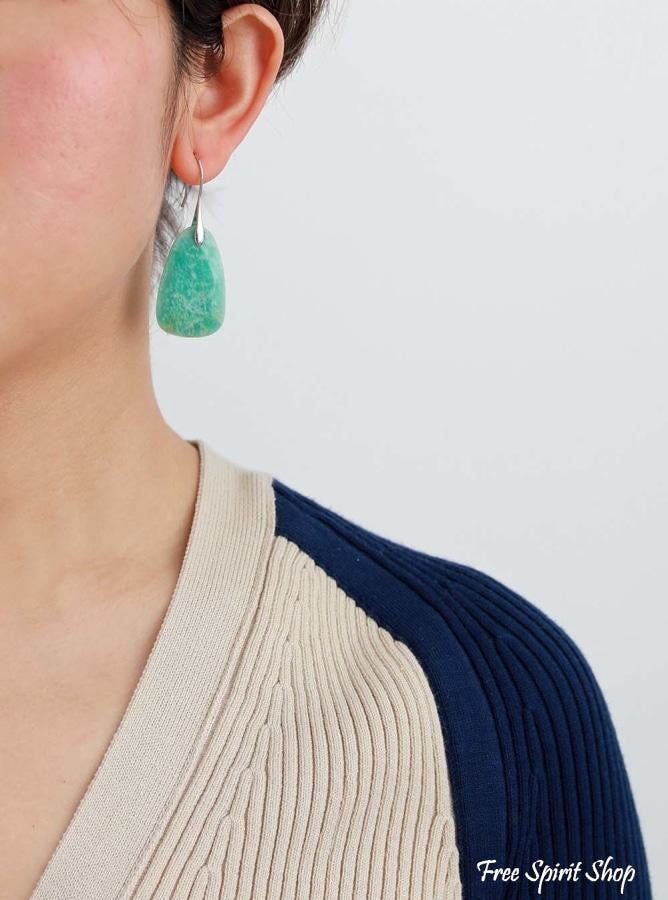Natural Amazonite Stone Dangle Earrings - Free Spirit Shop