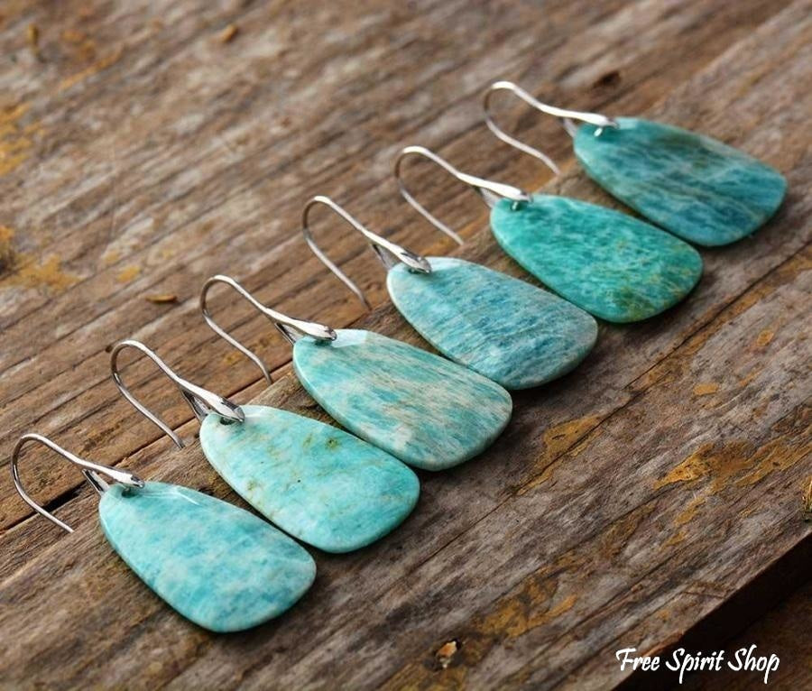 Natural Amazonite Stone Dangle Earrings - Free Spirit Shop