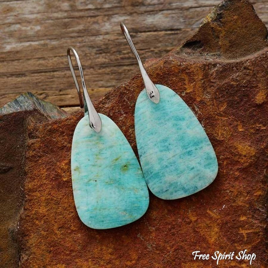 Natural Amazonite Stone Dangle Earrings - Free Spirit Shop