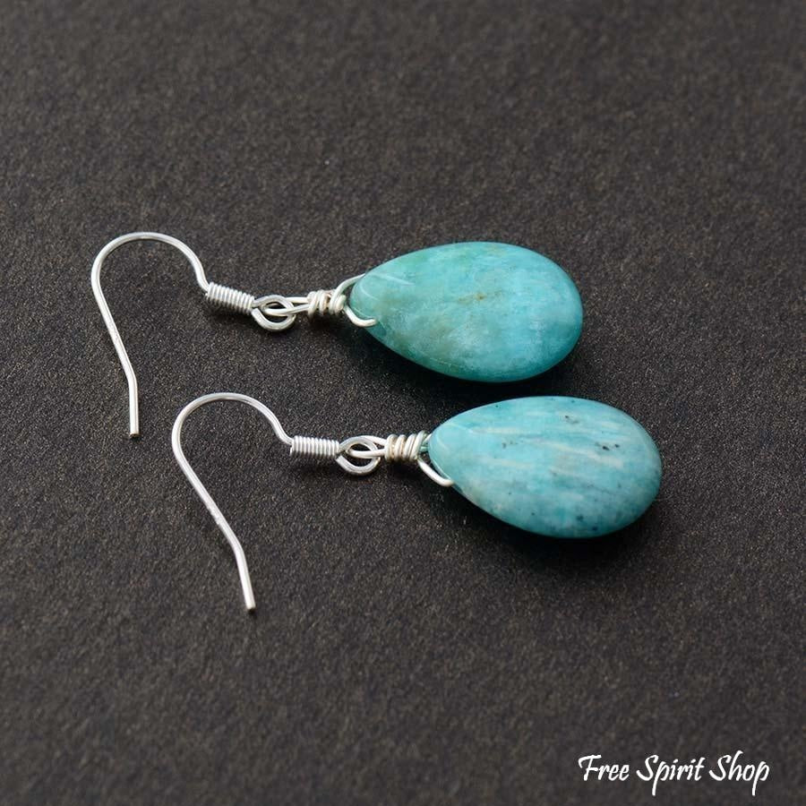Natural Amazonite Teardrop Earrings - Free Spirit Shop