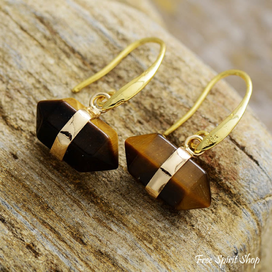 Natural Amethyst Hexagonal Earrings - Free Spirit Shop