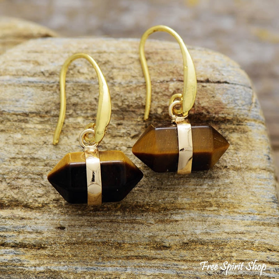 Natural Amethyst Hexagonal Earrings - Free Spirit Shop