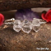 Natural Clear Quartz Crystal Wandpoint Cuff Bracelet - Free Spirit Shop