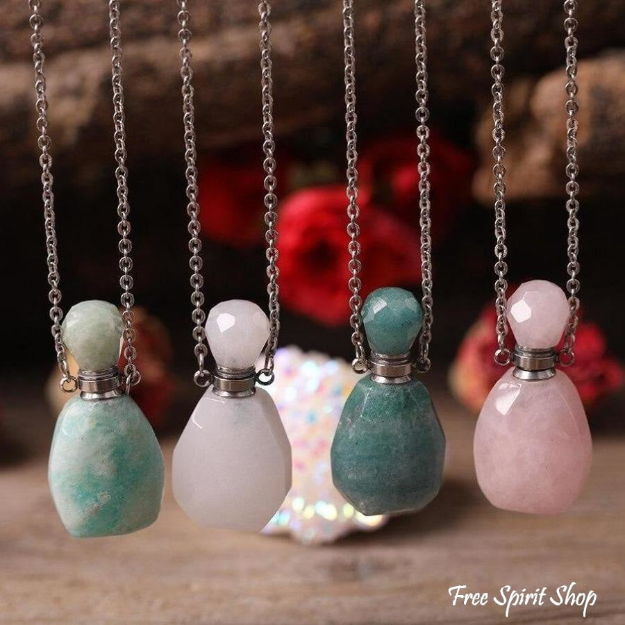 Natural Healing Crystal Perfume Bottle Necklace - Free Spirit Shop