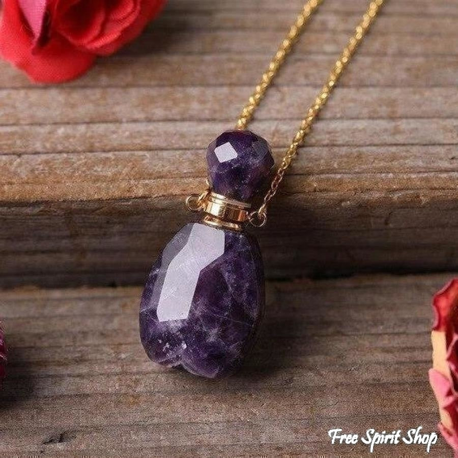 Natural Healing Crystal Perfume Bottle Necklace - Free Spirit Shop