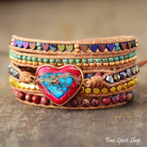 Natural Jasper Heart 5 Layer Wrap Bracelet - Free Spirit Shop