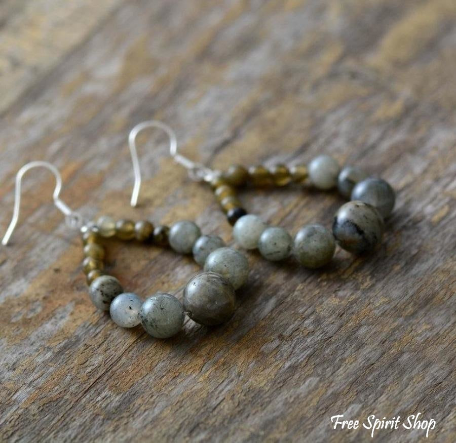 Natural Labradorite Beaded Earrings - Free Spirit Shop