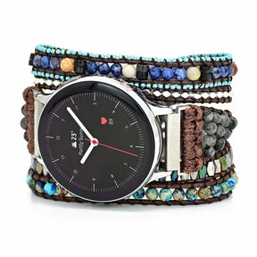 Google Pixel Watch Band With Natural Labradorite & Blue Jasper Beads