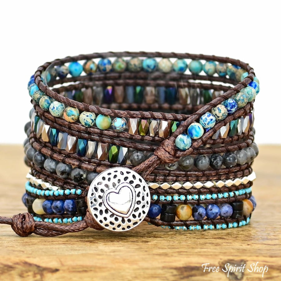 Natural Labradorite & Blue Jasper Samsung Watch Band - Free Spirit Shop