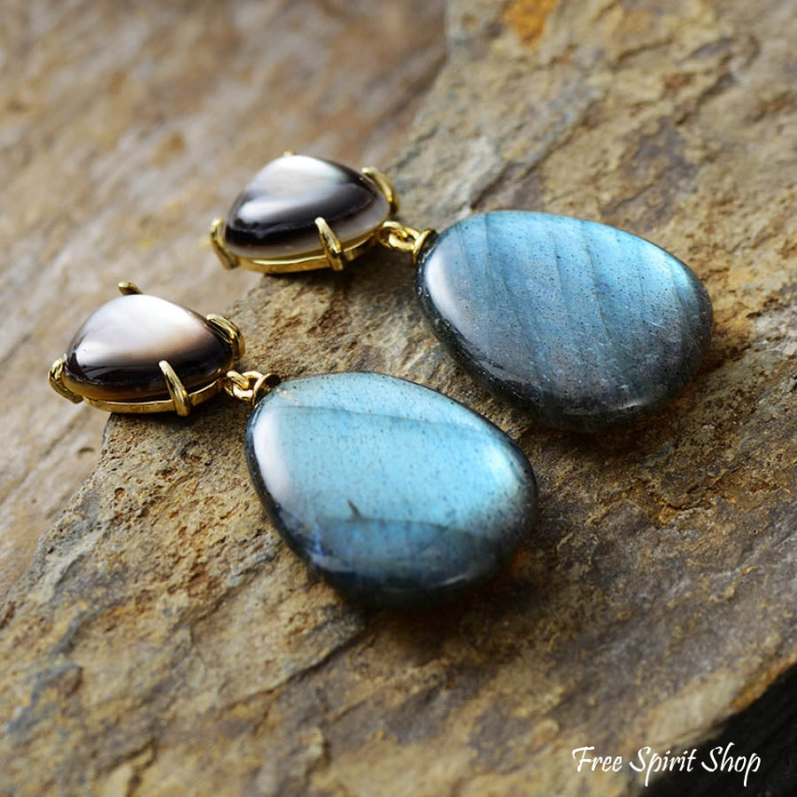 Natural Labradorite Drop Earrings - Free Spirit Shop