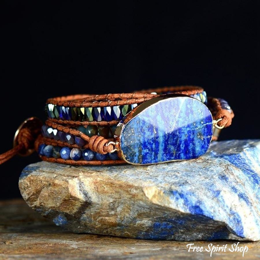 Natural Lapis Lazuli & Sodalite Wrap Bracelet - Free Spirit Shop