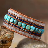 Natural Matte Quartz & Turquoise Wrap Bracelet - Free Spirit Shop