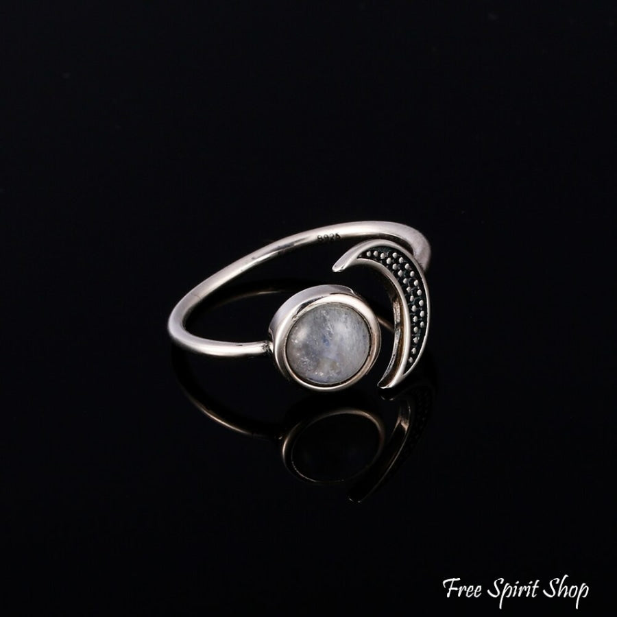 Natural Moonstone Celestial S925 Silver Ring Jewelry >