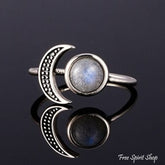 Natural Moonstone Celestial S925 Silver Ring Jewelry >