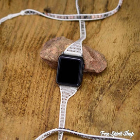 Natural Rhodonite & Labradorite Beaded Apple Watch Band - Free Spirit Shop
