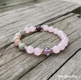 Natural Rose Quartz Amethyst & Green Jade Bead Bracelet - Free Spirit Shop