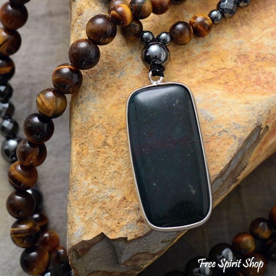 Natural Tiger Eye Hematite & Black Onyx Bead Necklace - Free Spirit Shop