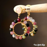 Natural Tourmaline Circle Beaded Earrings - Free Spirit Shop