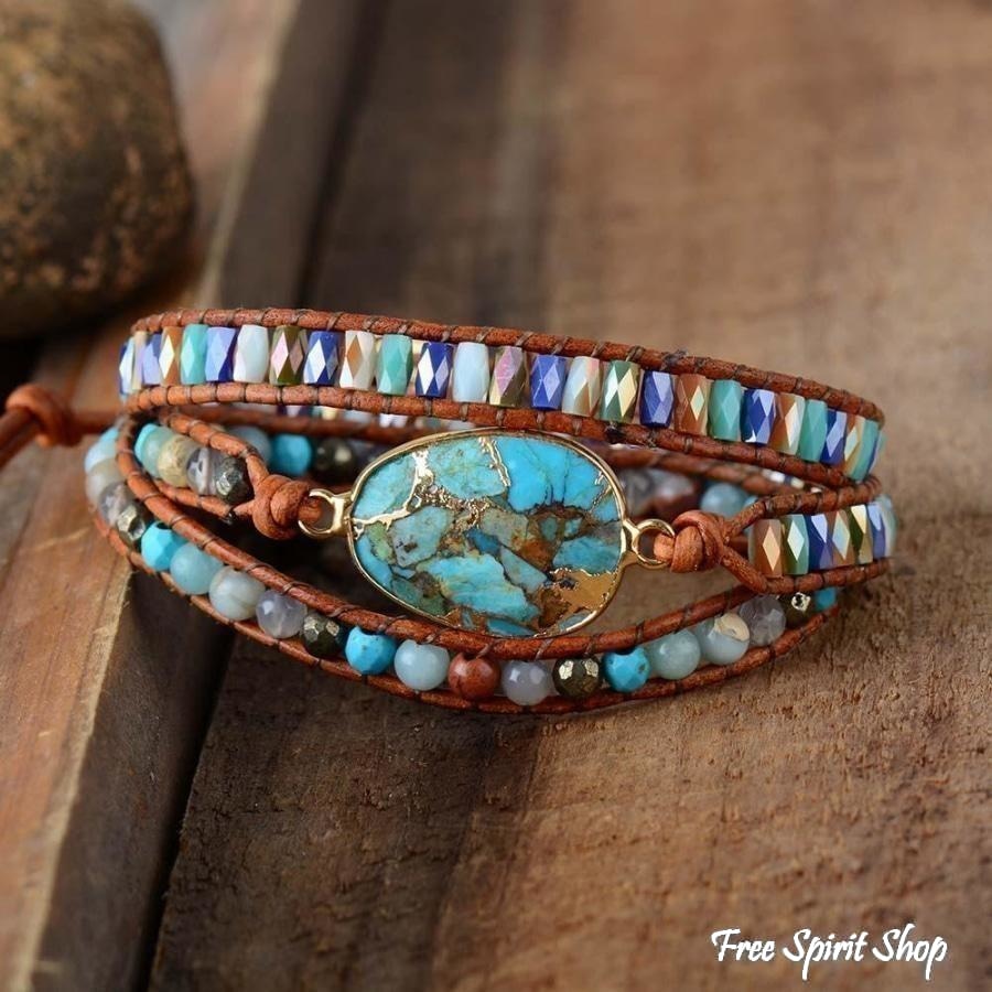 Natural Turquoise & Jasper Wrap Bracelet - Free Spirit Shop