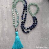 108 Natural Amazonite & Blue Sodalite Mala Bead Necklace - Free Spirit Shop