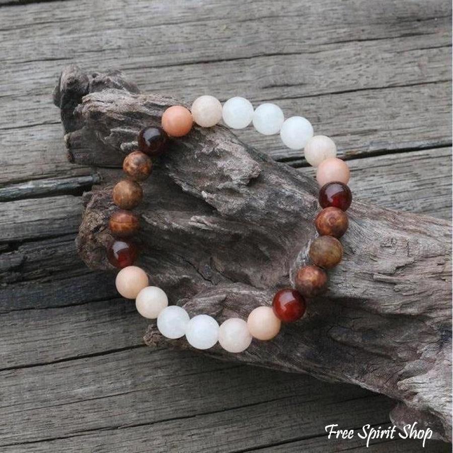 108 Natural Aventurine Carnelian and Brown Onyx Mala Beads Necklace / Bracelet - Free Spirit Shop