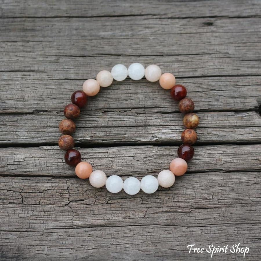 108 Natural Aventurine Carnelian and Brown Onyx Mala Beads Necklace / Bracelet - Free Spirit Shop