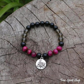 108 Natural Black Onyx Smoky Quartz & Rose Tiger Eye Mala Bead Necklace / Bracelet - Free Spirit Shop