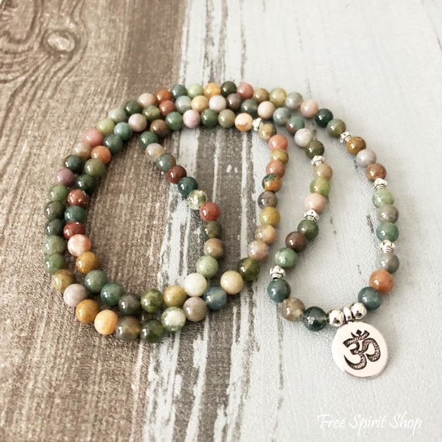 108 Natural Indian Agate Mala Bead Bracelet - Free Spirit Shop
