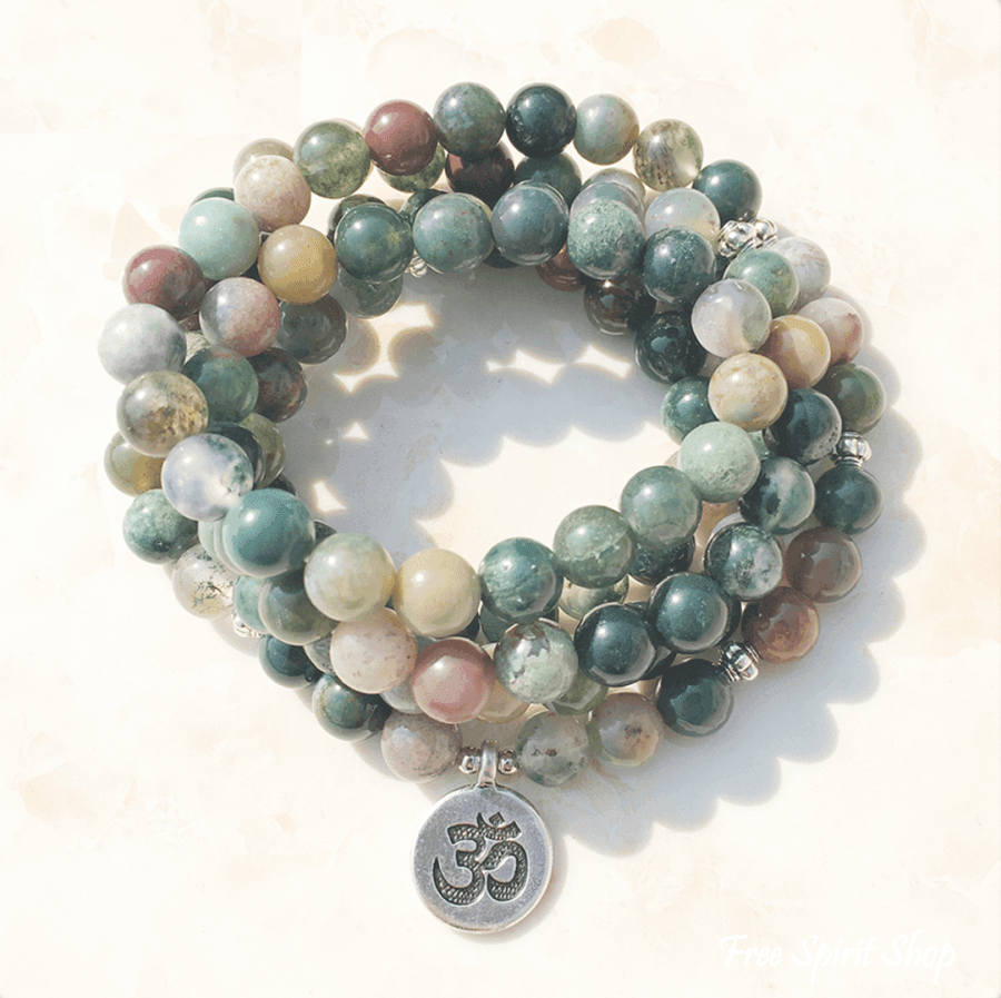 108 Natural Indian Agate Stone Mala Prayer Beads - Free Spirit Shop