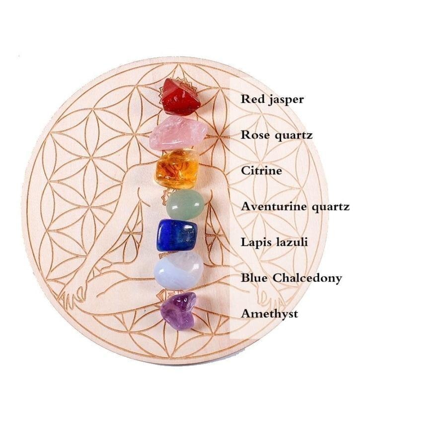 7 Natural Chakra Healing Crystal Grid Set - Free Spirit Shop
