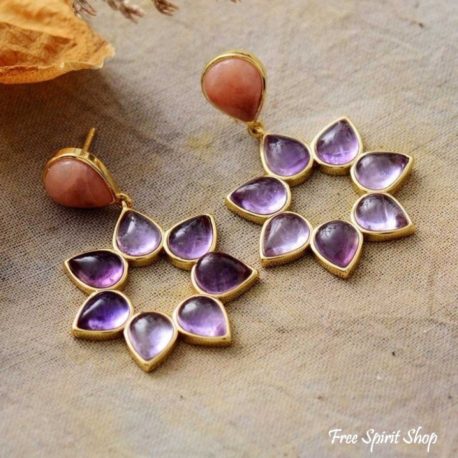 Amethyst Flower Earrings - Free Spirit Shop