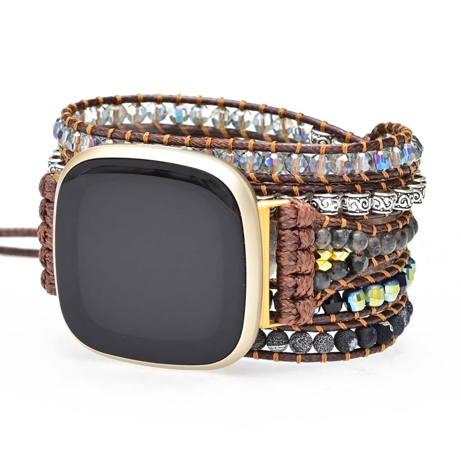 Black Onyx Beaded Fitbit Watch Band - Free Spirit Shop