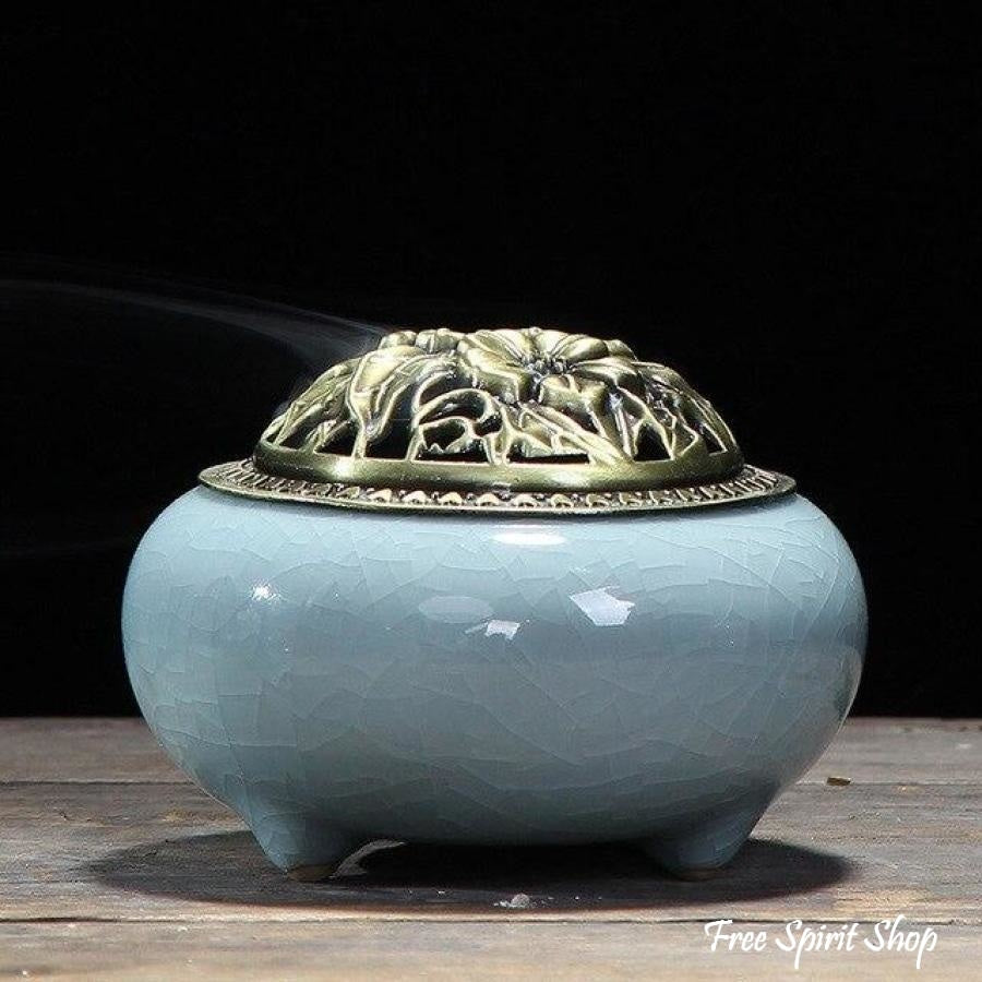 Ceramic Buddhist Incense Burner Bowl - Free Spirit Shop