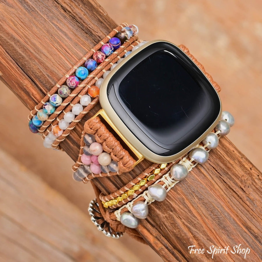 Freshwater Pearl & Mixed Bead Fitbit Watch Band - Free Spirit Shop