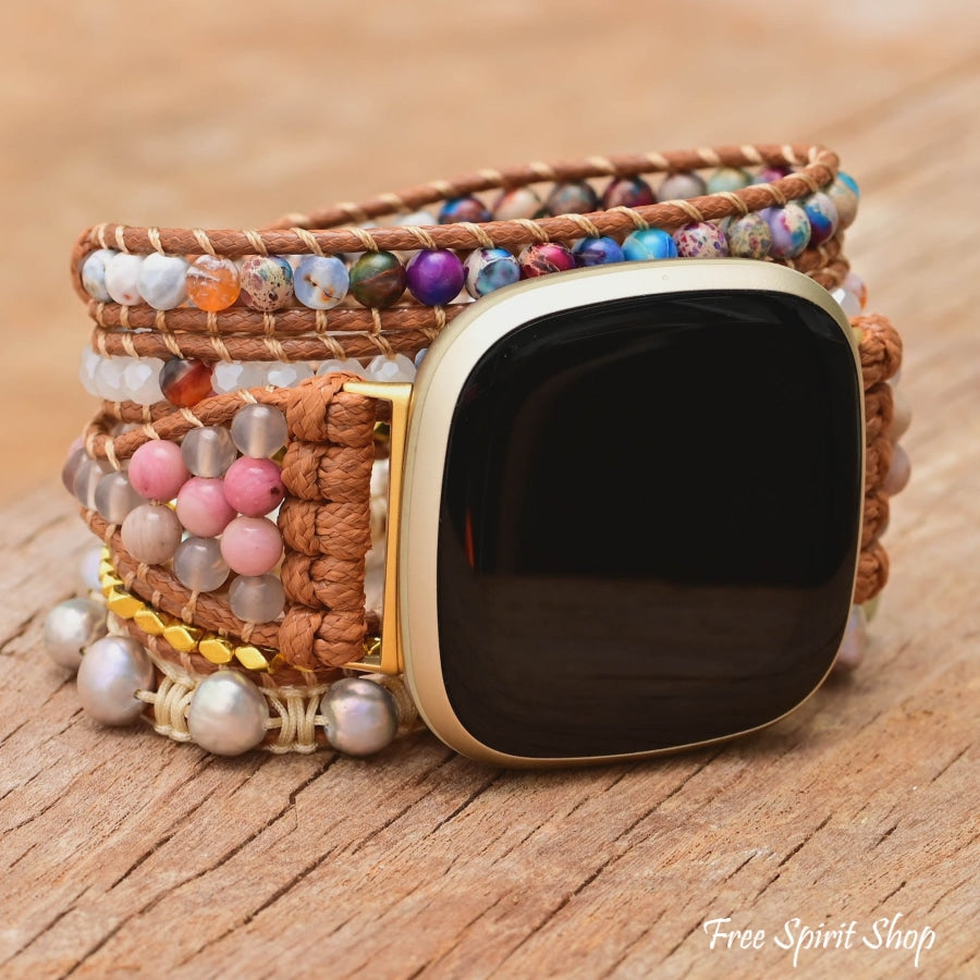 Freshwater Pearl & Mixed Bead Fitbit Watch Band - Free Spirit Shop