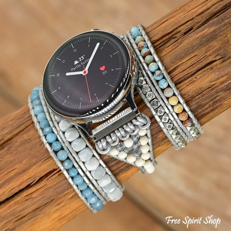 Google Pixel Watch Band With Amazonite & King Jasper Beads - Free Spirit Shop