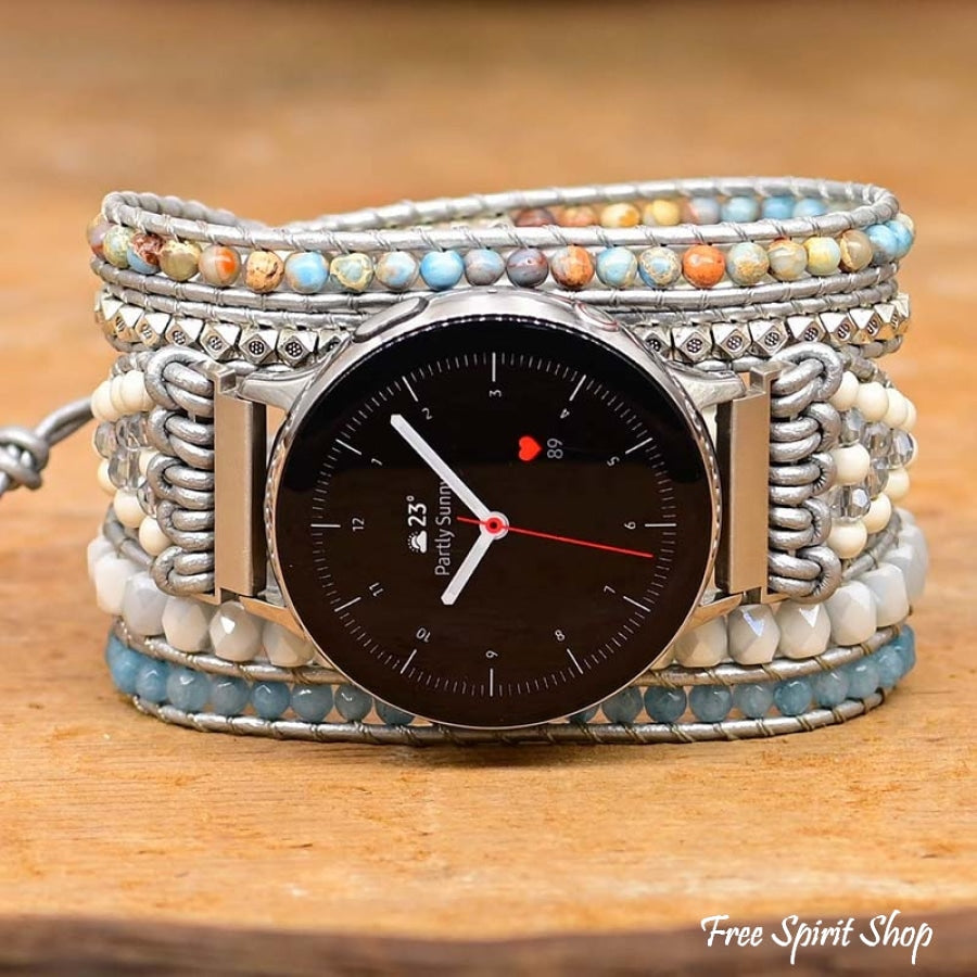 Google Pixel Watch Band With Amazonite & King Jasper Beads - Free Spirit Shop